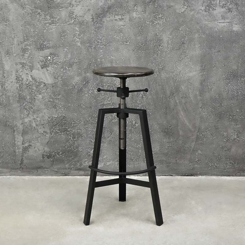 Black Raw Industrial Steel Metal Bar Stool Chair, Leaving Room Loft, Vintage Stool, Metal Bar Chair, Loft Stool, Loft Stool, Cast Iron Stool