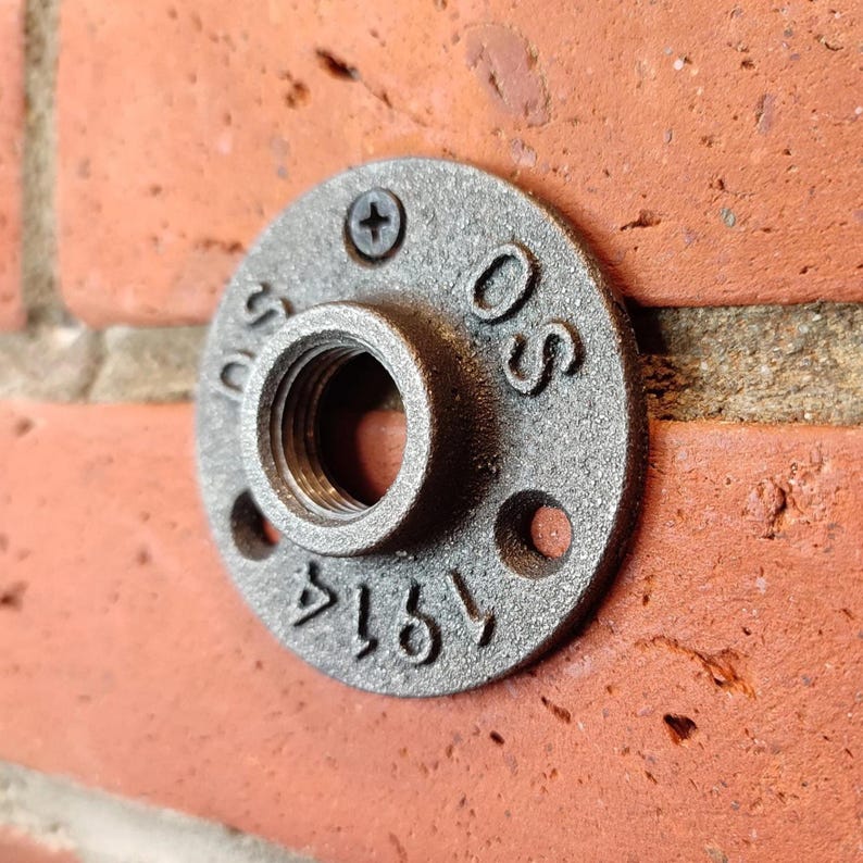 Cast Iron Floor Flange, Black Pipe Fitting, Threaded Wall or Floor Mount for Pipe Furniture, 1/2", 3/4", 1" image 1