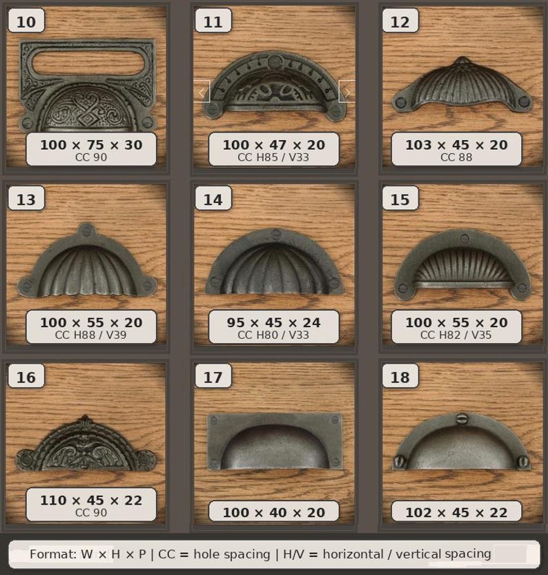 Tiradores y manijas de cajón estilo concha – Herrajes para gabinetes de hierro fundido, 27 diseños vintage imagen 5
