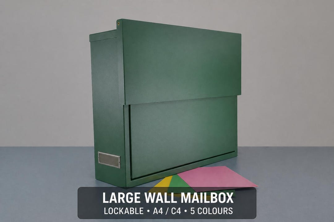 Large Wall Mounted Mailbox, Lockable Modern Letterbox (A4/C4) – Powder ...