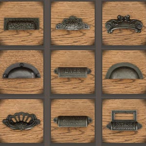 Tiradores y manijas de cajón estilo concha – Herrajes para gabinetes de hierro fundido, 27 diseños vintage imagen 2