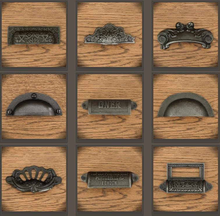 Shell Drawer Pulls & Cup Handles – Cast Iron Style Cabinet Hardware, 27 ...
