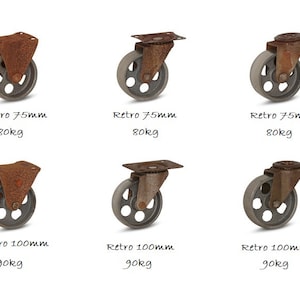 Rusty 75mm / 100mm Cast Iron Furniture Wheel, Rustic Industrial Vintage Wheel, Industrial Furniture Swivel, Castor Wheel, Metal Wheels Cast