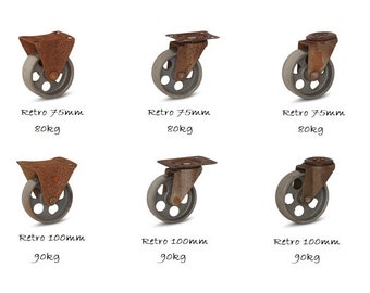 Rusty 75mm / 100mm Cast Iron Furniture Wheel, Rustic Industrial Vintage Wheel, Industrial Furniture Swivel, Castor Wheel, Metal Wheels Cast