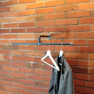 Industrial Wall Mounted Clothes Rack, Wall Mounted Clothes Rail, Pipe rack, Garment rack, Clothes hanging rack, Hanging rail, Cloth rack