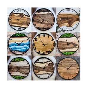 Wooden Oak Clock, Frame Clock, Metal Wall Clock, Farmhouse Clock, Wooden Wall Art, Gift, Round Oak Wooden Clock, Loft Clock