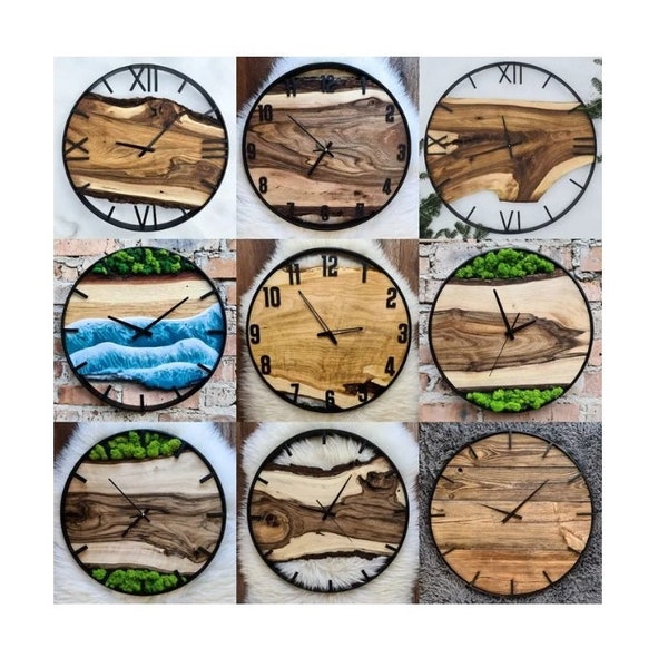 Eiche Holz Uhr, Standuhr, Metall Wanduhr, Bauernhaus Uhr, Holz Wand Kunst, Geschenk, Runde Eiche Holzuhr, Loft Uhr