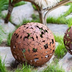 Rusty Steel Garden Sphere – Decorative Garden Orb Sculpture, 3 Designs ...