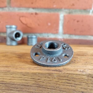 Cast Iron Floor Flange, Black Pipe Fitting, Threaded Wall or Floor Mount for Pipe Furniture, 1/2", 3/4", 1" image 3