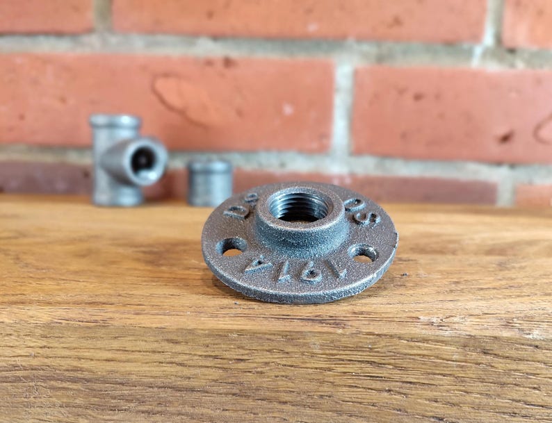 Cast Iron Floor Flange, Black Pipe Fitting, Threaded Wall or Floor Mount for Pipe Furniture, 1/2", 3/4", 1" image 3