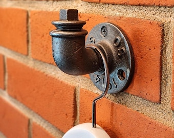Industrial Curved Pipe Hook, Wall Mounted Coat Hook, Rustic Steel Elbow Hook, Towel and Bag Hanger for Entryway or Bathroom