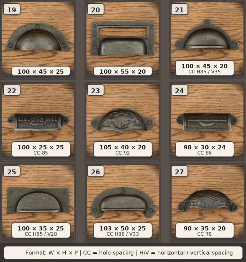 Tiradores y manijas de cajón estilo concha – Herrajes para gabinetes de hierro fundido, 27 diseños vintage imagen 6