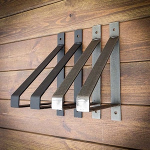 Pair of Industrial Raw Black Metal Shelf Brackets, 210x300mm Retro Iron Shelf Bracket, Raw Steel Shelf Bracket, Vintage Shelf Support, Decor