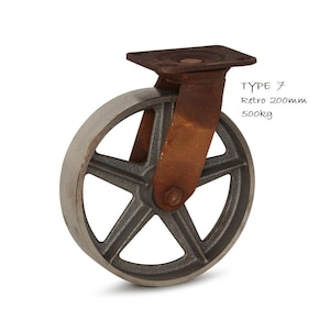 Rusty 125mm / 200mm Cast Iron Furniture Wheel, Rustic Table Vintage Wheel, Industrial Furniture Swivel, Castor Wheel, Metal Wheels Cast