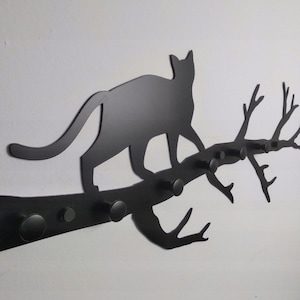 Walking Cat Entryway Wall Mounted Coat Rack, Metal Coat Hooks, Wall Metal Art, Coat Hanger, Metal Wall Hanger, Entryway Cloths Rack, Cat