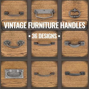 Möbelgriff - Schubladenknauf, Schrank- / Brust- / Kastengriff, rustikale Vintage-Metallbeschläge, 36 Designs