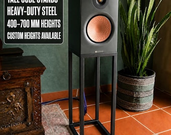Tall Cube Speaker Stands (Pair) – Heavy-Duty Steel, 400–700 mm Height Options, Up to 1000 mm on Request