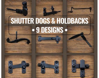 Travas e suportes para persianas, ferragens de ferro para persianas, suporte/gancho/fecho externo, 9 modelos