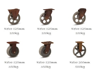 Swivel Metal Castors, Rusty 125mm / 200mm Cast Iron Furniture Wheel, Rustic Vintage Wheel, Furniture Swivel, Castor Wheel, Metal Wheels Cast