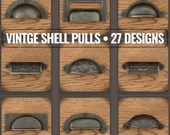 Muschelknäufe & Tassengriffe - Schrankbeschläge aus Gusseisen, 27 Vintage-Designs