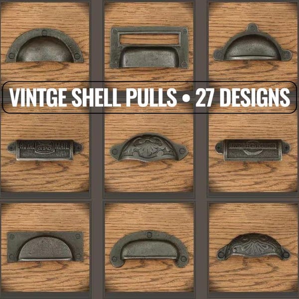 Shell Drawer Pulls & Cup Handles – Cast Iron Style Cabinet Hardware, 27 Vintage Designs