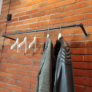 Industrial wall mounted clothes rack, Wall mounted clothes rail, Pipe rack, Garment rack, Clothes hanging rack, Hanging rail, Cloth rack