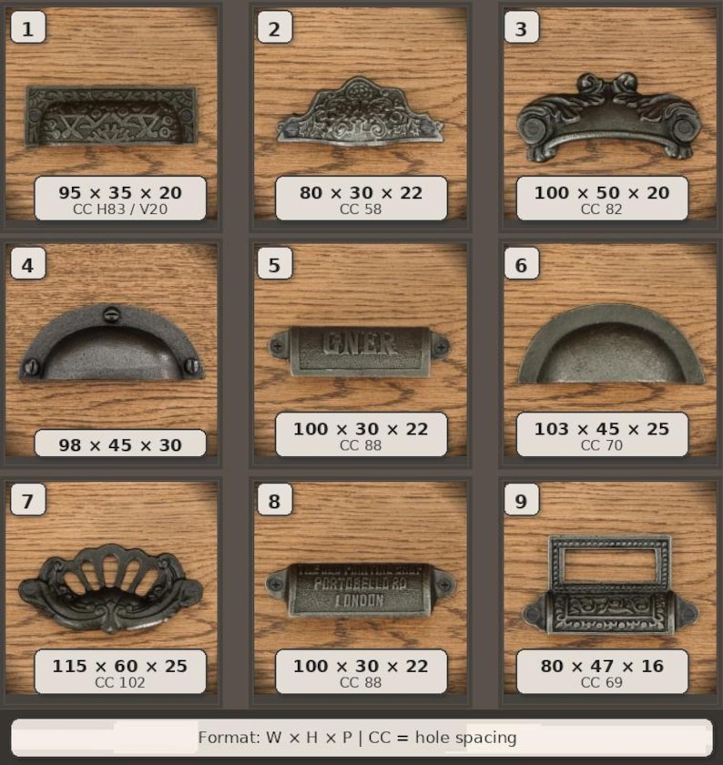 Tiradores y manijas de cajón estilo concha – Herrajes para gabinetes de hierro fundido, 27 diseños vintage imagen 4