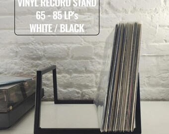 Vinyl Record Stand (LP Rack) – Minimal Steel Storage, Holds 65–85 LPs, 30/35/40cm, Black or White