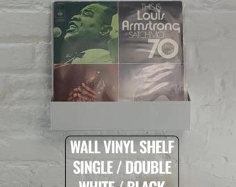 Vinyl Record Wall Shelf – Single or Double Row LP Display, Steel, Black or White, Powder-Coated