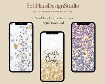Sparkling Glitter Phone Wallpapers | Sparkle & Shine Backgrounds | Glam iPhone Wallpapers | Glitter Wallpaper Pack