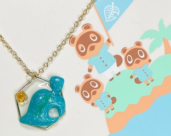 Animal Crossing Leaf necklace with citrine stone