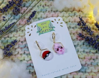 Jigglypuff / Igglybuff and Pokeball earrings