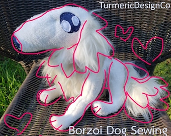 PDF Sewing Pattern - Borzoi Dog Plush - Russian Wolfhound Plushie Tutorial