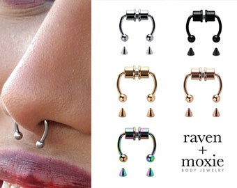 Fake Septum Ring, Magnetic Septum Ring, Fake Nose Piercing with Accessories