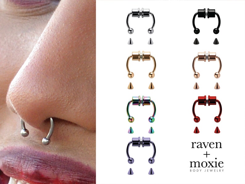 Fake Septum Ring, Magnetic Septum Ring, Fake Nose Piercing with Accessories 