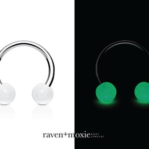 Glow in the Dark + UV Reactive Circular Barbell for Cartilage, Tragus, Daith, Rook, Septum, Lip