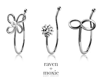 Manchette de nez en argent sterling | Faux Piercing Nez | Soleil, Fleur, Infini | Aucun perçage requis