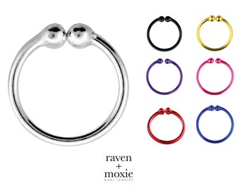 Sterling Silver Fake Nose Ring - also for Septum, Lip, Tragus, Helix, Rook and Daith | Minimalist Non-piercing Hoop