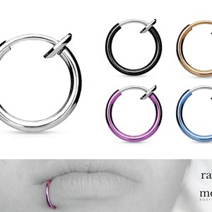 Spring-loaded fake nose ring - also for ear, cartilage, lip, septum, lobe, helix, or navel