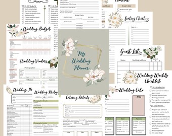 Magnolia Wedding Planner Printable, Floral Organizer (Digital Download)