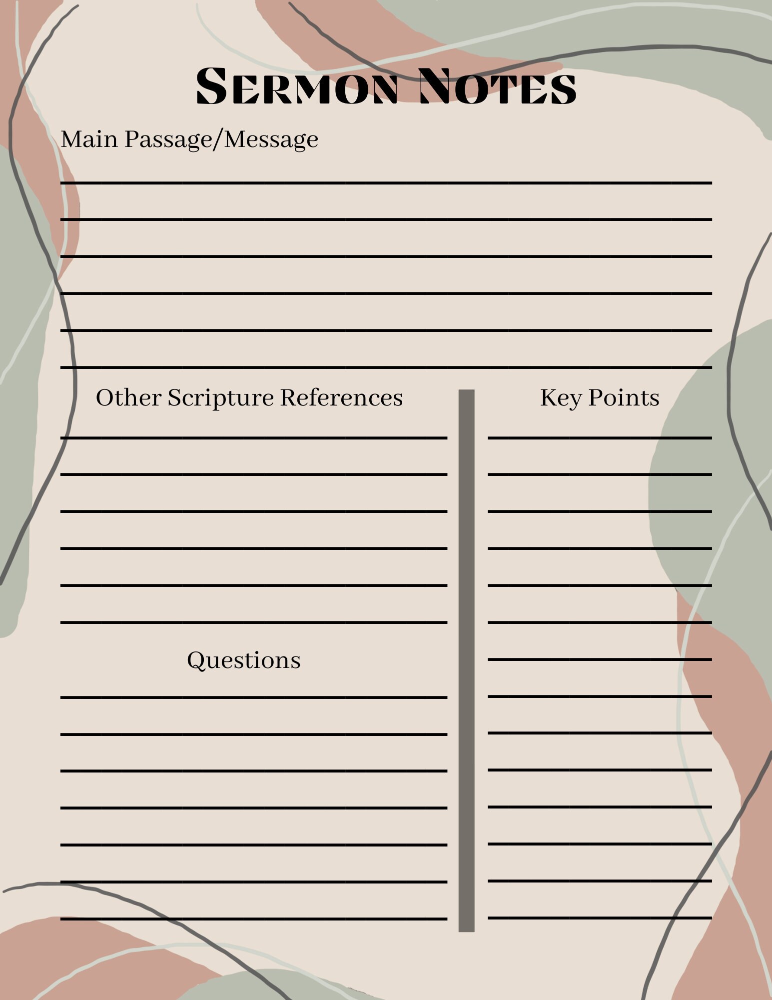 Printable Prayer Journal, Bible Study Printable, Sermon Notes Printable ...