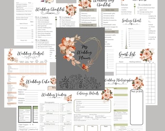 Rustic Floral Wedding Planner Printable, Deluxe Organizer (Digital Download)