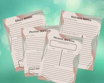 Printable Prayer Journal, Bible Study & Sermon Notes (Digital Download)