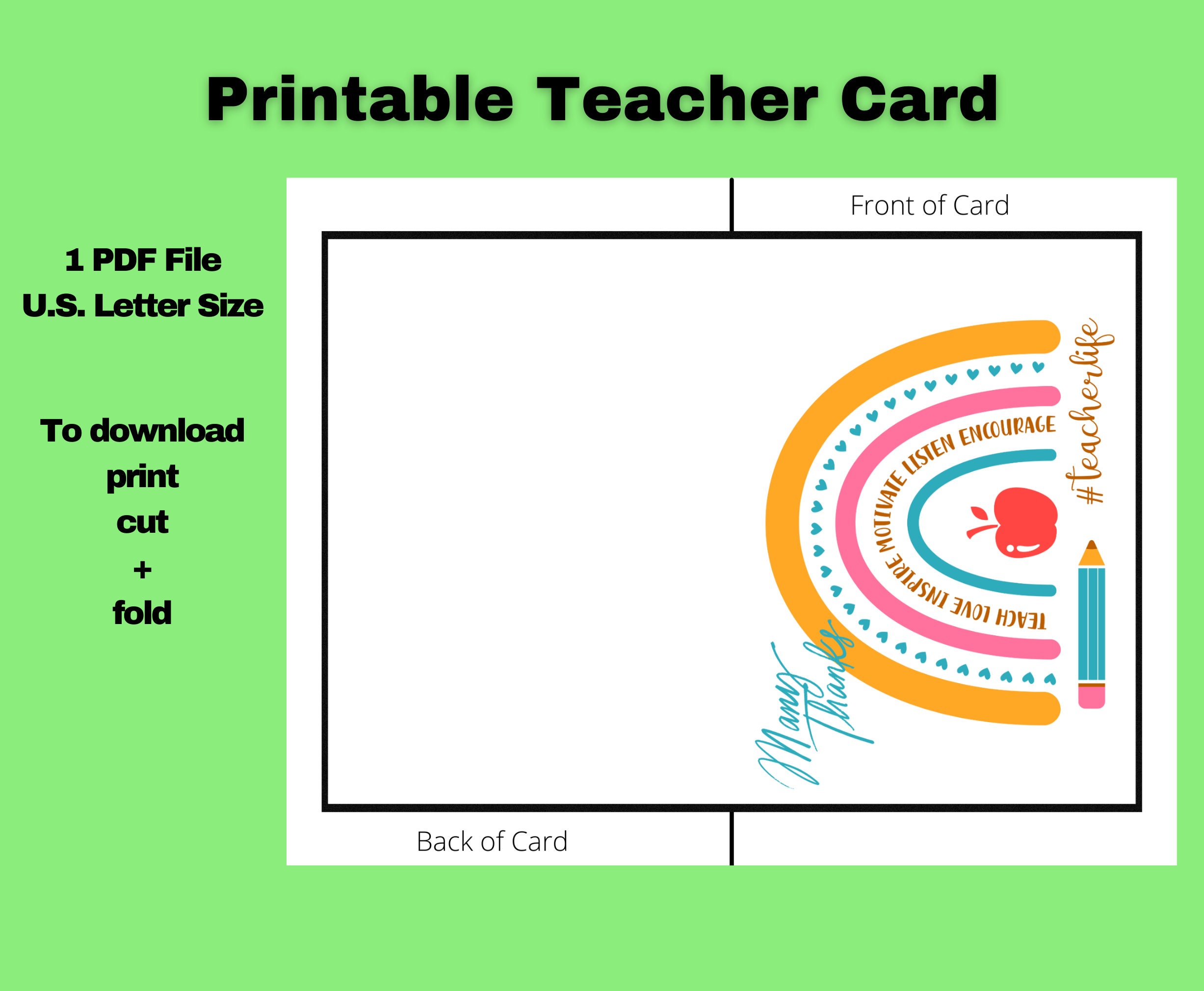 Teacher Appreciation Card Printable, Teacher Card From Student, Best ...