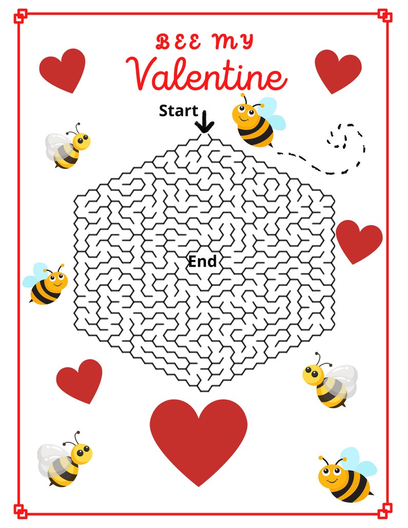Printable Valentine's Day Activity Sheets for Kids Etsy