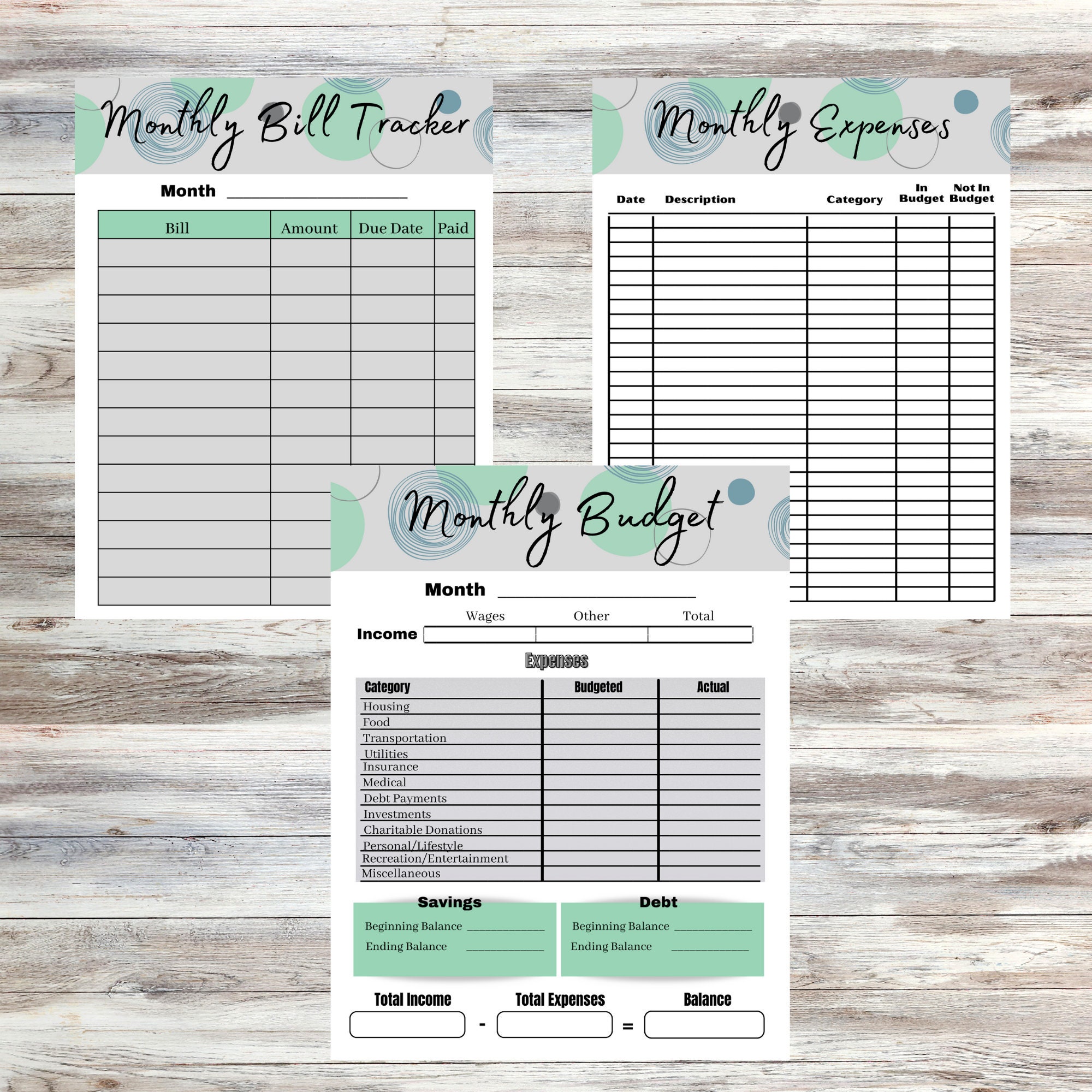 Budget Planner Printable, Budget Organizer, Digital Download