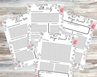Floral Prayer Journal Printable, Sermon Notes, Bible Study (Digital Download)