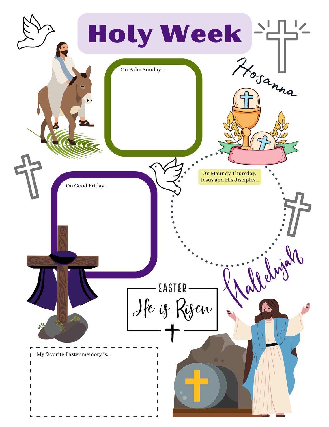 Holy Week Kids Printable Activities, Easter Activities for Kids ...