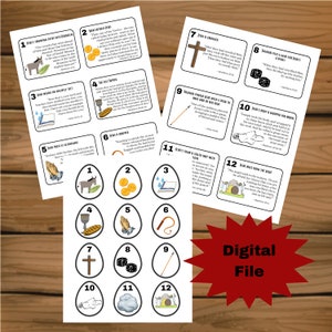 Historia de la resurrección imprimible, huevos de Pascua, inserciones de la historia de la resurrección y tarjetas de historias, descarga instantánea en PDF