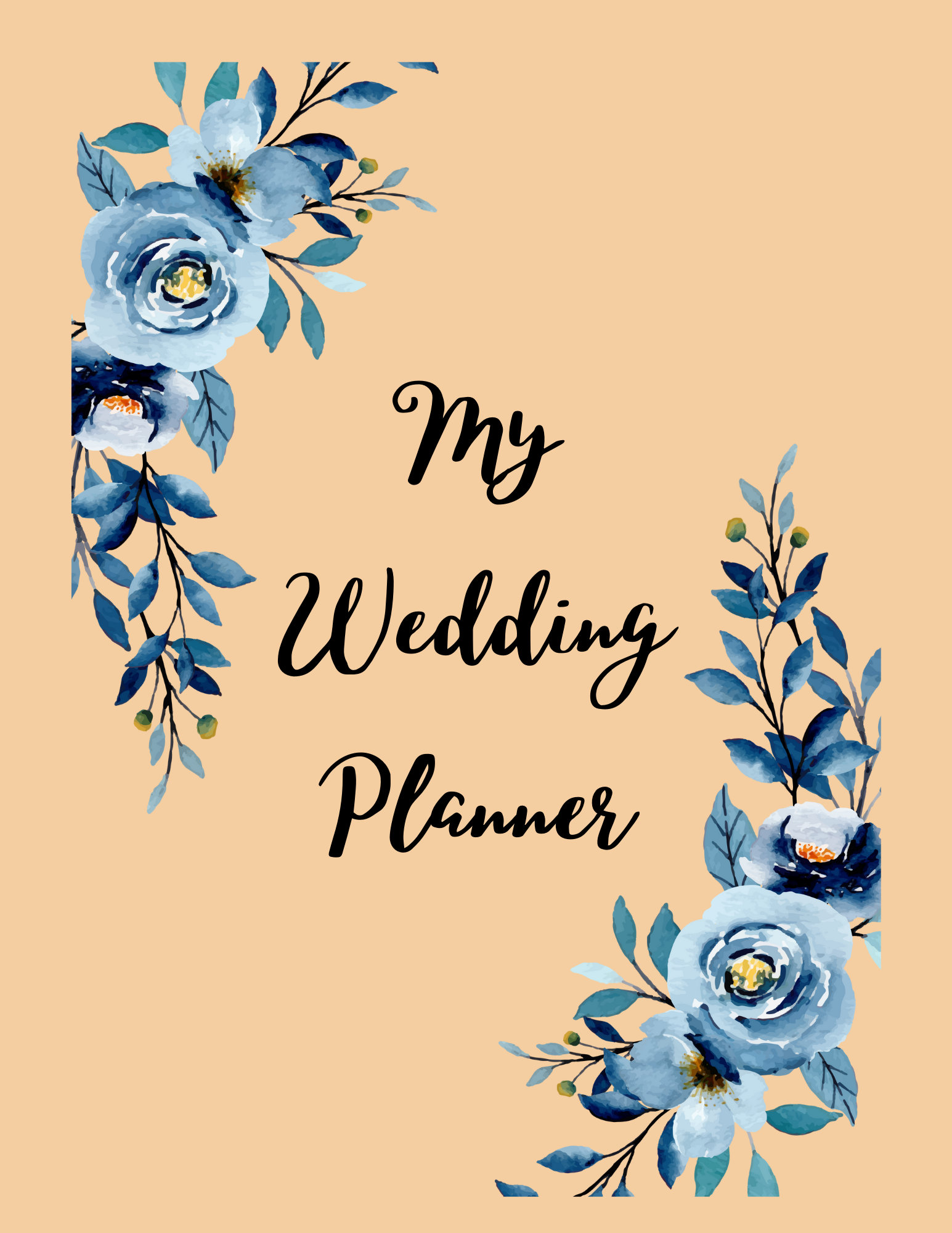 Blue Floral Deluxe Wedding Planner Printable, Rustic Wedding Organizer ...